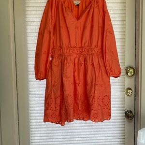 Universal Thread Orange Eyelet Midi Dress